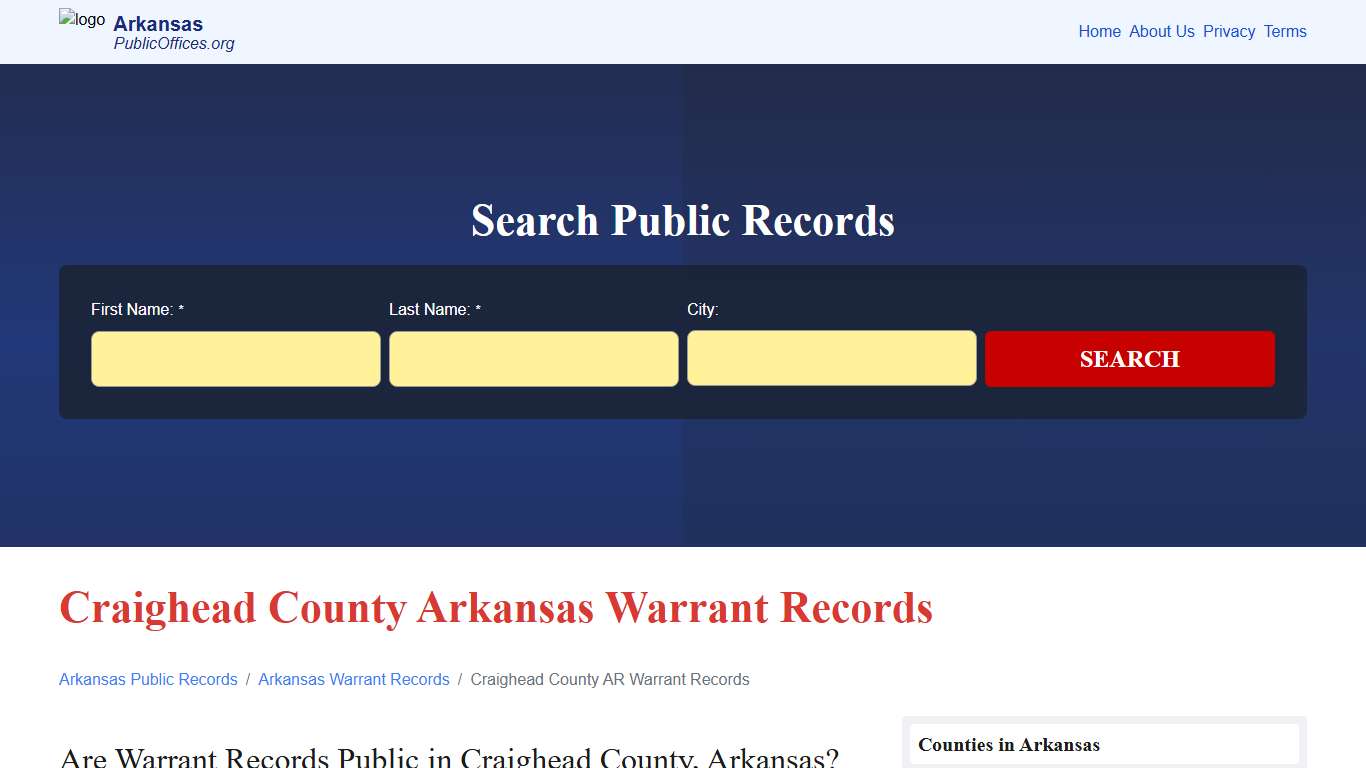 Craighead County, AR Warrant Records Search – PublicOffices.org